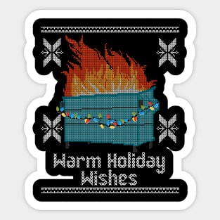 Ugly Christmas Sweater Design Dumpster Fire - Warm Holiday Wishes Sticker